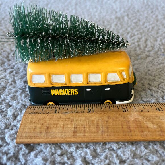 Green Bay Packers Christmas Ornament Retro Bus Green Gold Holiday Tree Foco - Picture 7 of 10